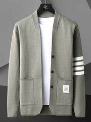 Leandor | Herren Strickjacke Offene Cardigan – Militärgrün