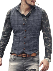 Lennart | Herren Trachtenweste mit Karomuster – Navy Blau