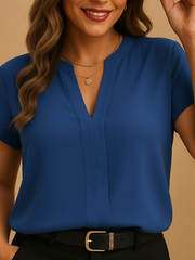 Damenbluse aus Chiffon mit langen Ärmeln – Blau