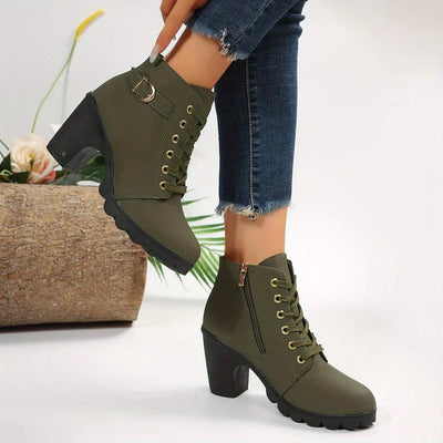 Lässige stiefel mit reißverschluss und absatz für damen