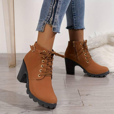 Lässige stiefel mit reißverschluss und absatz für damen