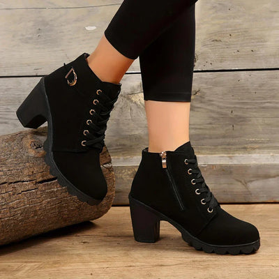 Lässige stiefel mit reißverschluss und absatz für damen