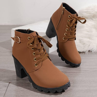Lässige stiefel mit reißverschluss und absatz für damen