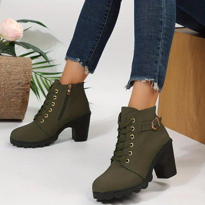 Lässige stiefel mit reißverschluss und absatz für damen