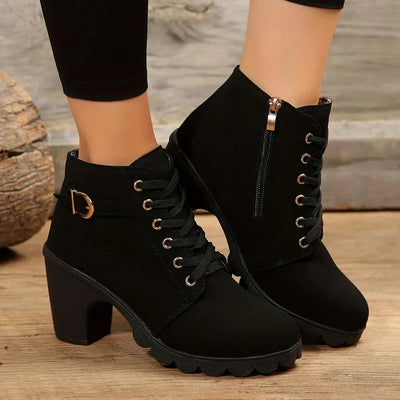 Lässige stiefel mit reißverschluss und absatz für damen