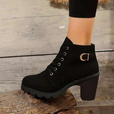 Lässige stiefel mit reißverschluss und absatz für damen