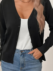 Malmke | Damen Strickjacke V-Ausschnitt Grün – Schwarz