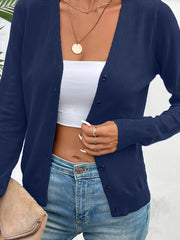Malmke | Damen Strickjacke V-Ausschnitt Grün – Marineblau