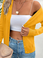 Malmke | Damen Strickjacke V-Ausschnitt Grün – Gelb