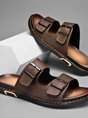 Marcello - Moderne Herren-Sandalen mit Doppelriemen-Design – Braun