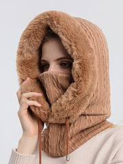 Multifunktionaler Hoodie mit Kordelzug – Braun