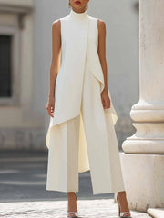 Eljiana | Ärmelloser Damen-Jumpsuit mit weitem Bein – Aprikose