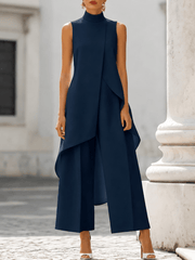 Eljiana | Ärmelloser Damen-Jumpsuit mit weitem Bein – Marineblau