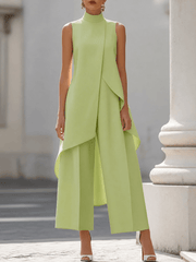 Eljiana | Ärmelloser Damen-Jumpsuit mit weitem Bein – Salbeigrün