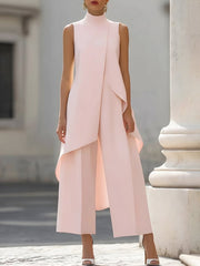 Eljiana | Ärmelloser Damen-Jumpsuit mit weitem Bein – Rosa