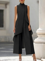 Eljiana | Ärmelloser Damen-Jumpsuit mit weitem Bein – Schwarz