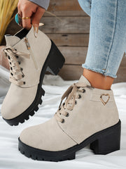 Mira | Damen Stiefelette mit Blockabsatz, Beige – Beige