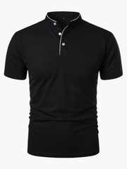 Percival | Herren Poloshirt mit Stehkragen Kurzarm – Schwarz