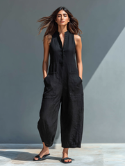 Persephone | Damen Ärmelloser Jumpsuit – Schwarz