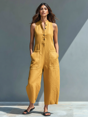 Persephone | Damen Ärmelloser Jumpsuit – Gelb
