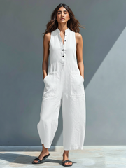 Persephone | Damen Ärmelloser Jumpsuit – Weiß