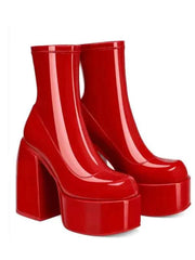 Plateau Stiefeletten Damen – Rot