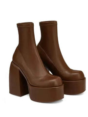 Plateau Stiefeletten Damen – Braun