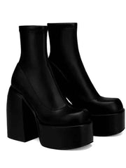 Plateau Stiefeletten Damen – Schwarz