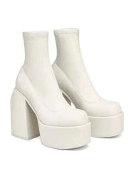 Plateau Stiefeletten Damen – Weiß