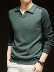 Pullover Herren mit Polokragen – Salbeigrün