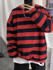 Pullover Herren Oversized Streifen – Rot