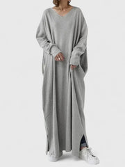 Ragnela | Damen Strickkleid Oversize Maxi – Grau