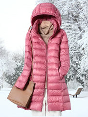 Ragnora | Damen Gesteppte Kapuzenjacke Winterjacke – Rosa
