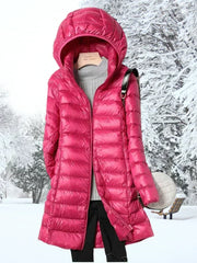 Ragnora | Damen Gesteppte Kapuzenjacke Winterjacke – Dunkelrosa