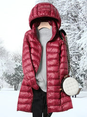 Ragnora | Damen Gesteppte Kapuzenjacke Winterjacke – Weinrot