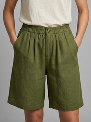 Rania | Damen Bermuda Shorts mit Kordelzug – Armeegrün