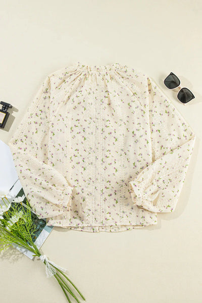 Elegantes hemd mit bestickten, floralen spitzenärmeln für damen