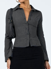 Retro Bluse Damen – Grau