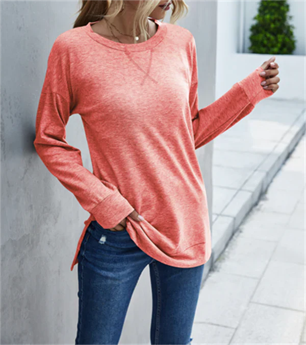 Fable - frühlings-langarmshirt in volltonfarbe