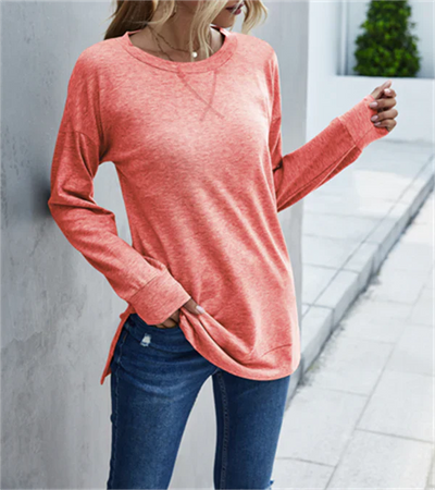 Fable - frühlings-langarmshirt in volltonfarbe