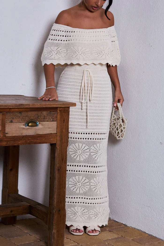 Zyphirith – Wunderschönes Häkelkleid mit schulterfreiem Schnitt