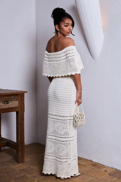 Zyphirith – Wunderschönes Häkelkleid mit schulterfreiem Schnitt