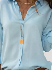 Roxana | Damen Langarm Hemdbluse mit Klassischem Kragen – Hellblau