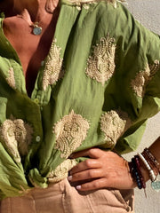 Laura | Trendige Bluse im Ibiza Stil Damen – Grün