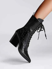 Schnürboots Damen – Schwarz