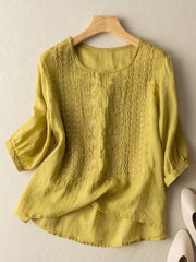 Sonia – Elegante Damen Spitzenbluse – Yellow
