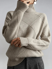 Sigara | Damen Rollkragen Strickpullover – Grau