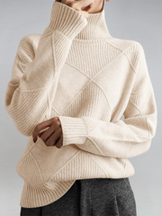Sigara | Damen Rollkragen Strickpullover – Beige