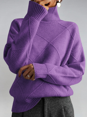 Sigara | Damen Rollkragen Strickpullover – Purple