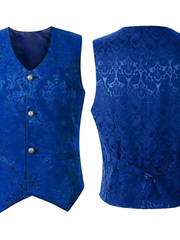 Sigbert | Herren Trachtenweste Jacquard Festweste – Blau